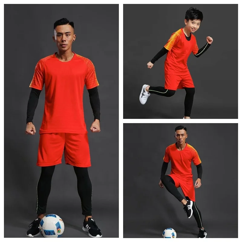 Professional New Men Kids China Dragon Red Black Sports Running Football Shirts Kits
