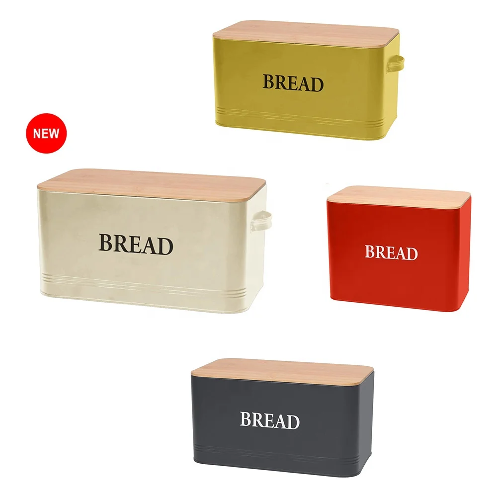 Metal Kitchen Food Storage Box 5pc Bread Bin And Tea Coffee Sugar Biscuit Canister Sets