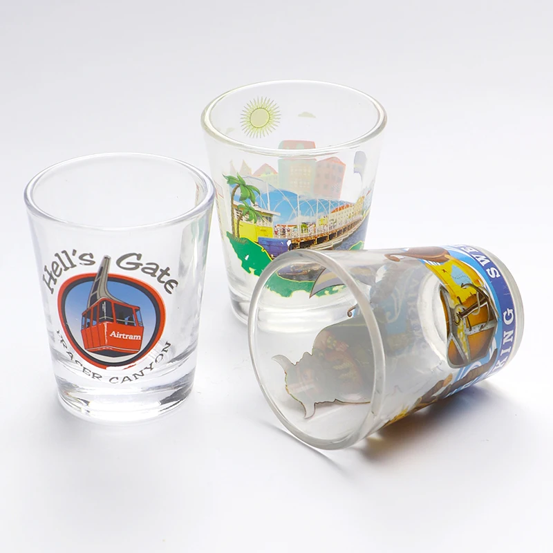 Wholesale custom printing logo sublimation souvenir tourist mini tequila glass shot glasses cups