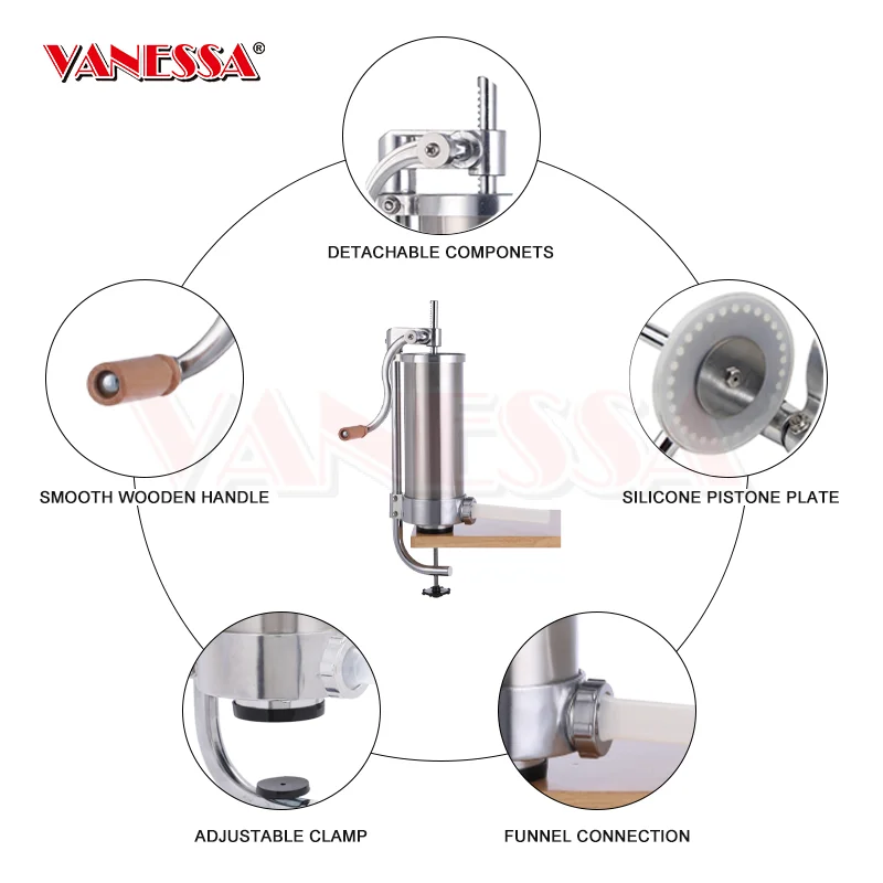 6 фунтов вертикальный бытовой Наполнитель из нержавеющей стали для сосисок с 4 трубками для сосисок пищевого класса