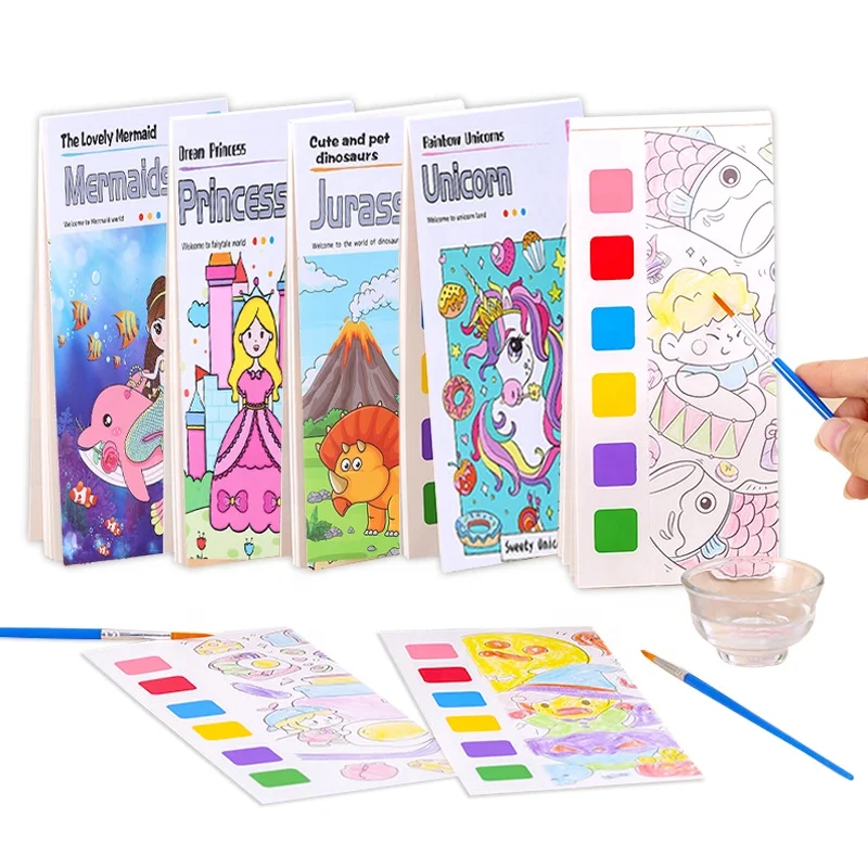 2024 Children Watercolor Paper Book For Painting Pocket Books Drawing Watercolour Paint Set Toys For Kids