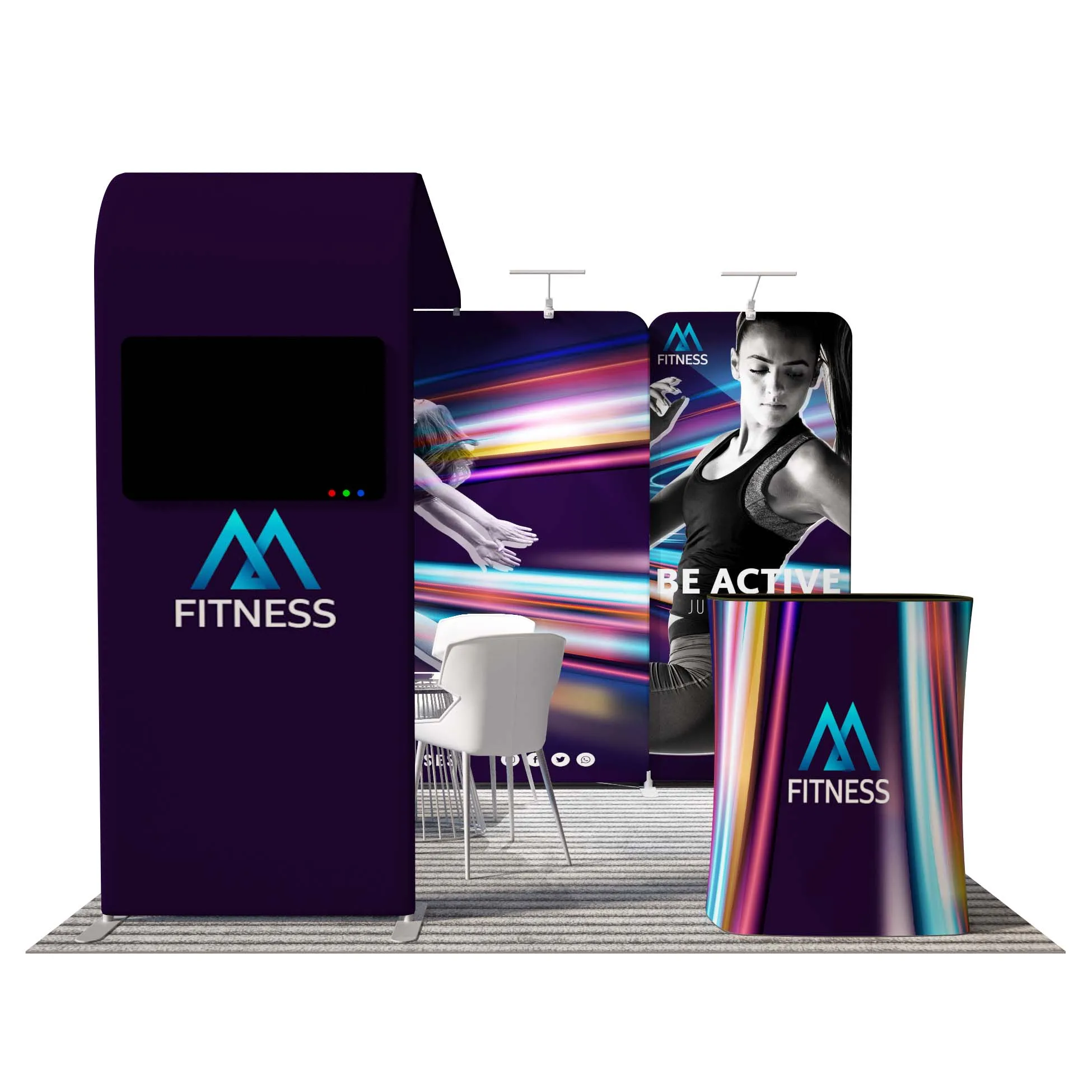 10x20 Trade Show Slat Wall Partition Modular Portable Slatwall Shelves Display Aluminum Frame Custom Exhibition Tradeshow Booth