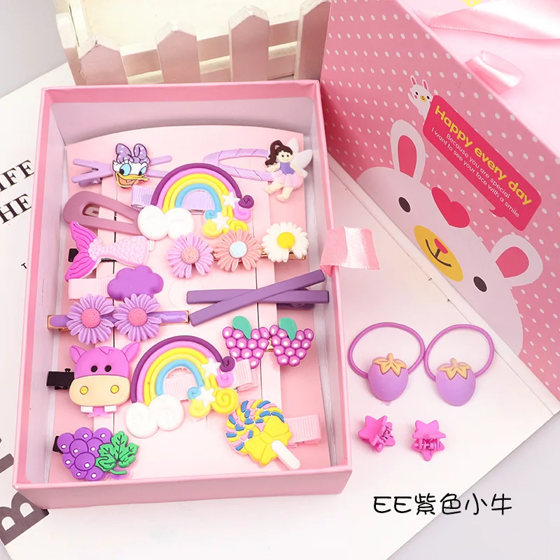 New style girl accessories kids lovely hair clips and hair ties gift box fashion Kids hair  Accessories Set