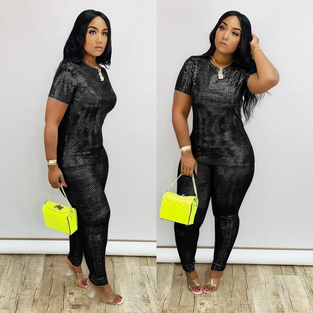 wholesale Casual  two-piece Set women Short sleeve Pencil pants suit
