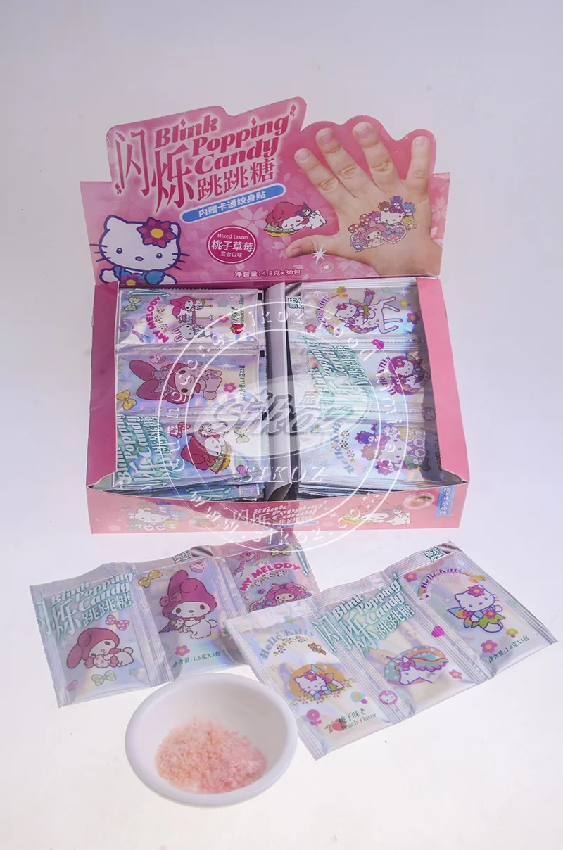 Fruit Flavor blink Popping Candy with tattoo sticker