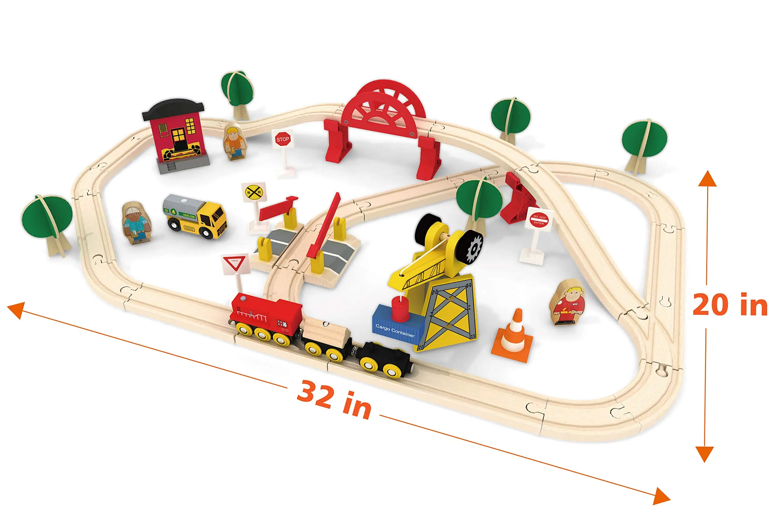 Train Set Wooden Train Set Toy For Boys Girls with Wooden Train Track Wooden ToysToddlers Kids Railway Set Christmas Toys