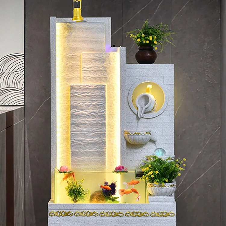 European Style Modern Waterfall Fountains Garden Decoration Indoor Hall Decor Fiberglass Outdoor Garden Water Fountain