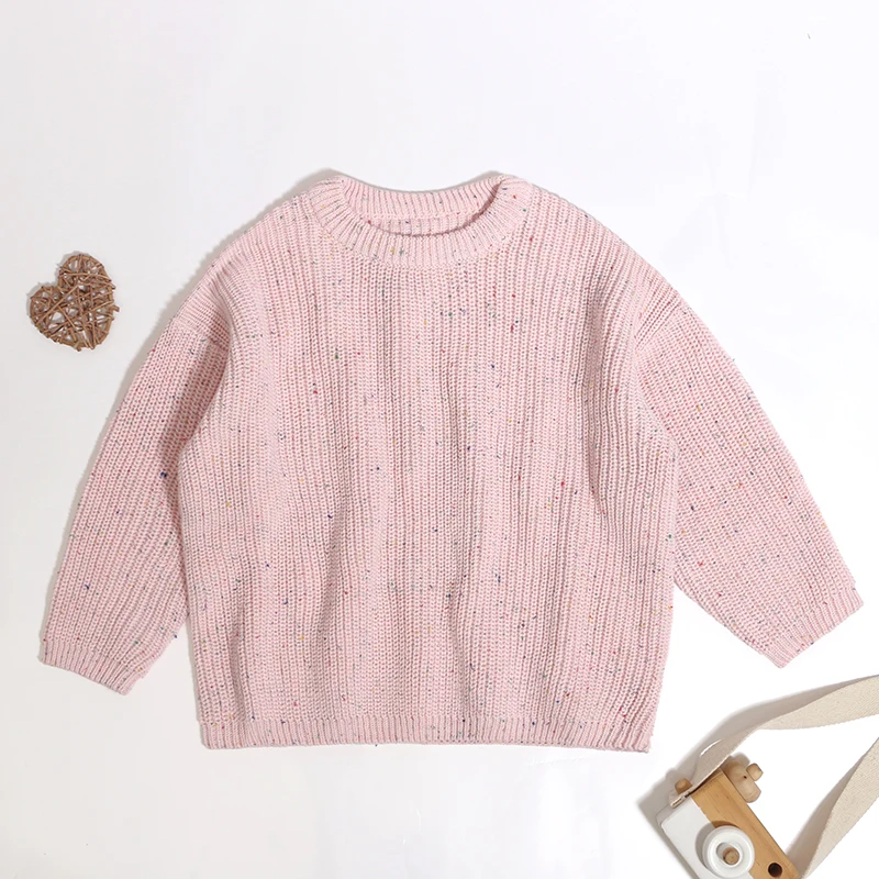 2024 New Products Cotton Kids Boy Girl Spring Autumn Winter Soft Solid Color Long Sleeve Crew Neck Baby Sweater