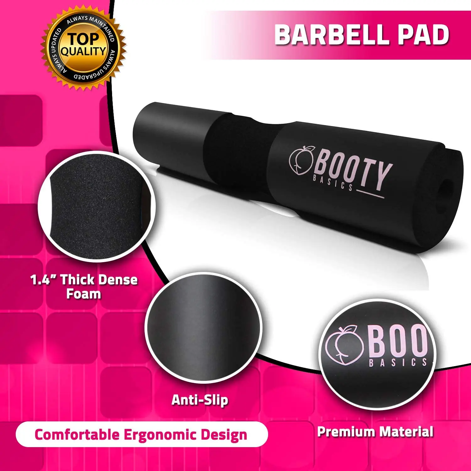 BOOTY BASICS-Hip thrust and squat barbell pads-Leg and hip exercise resistance bands-Comes with ankle straps for cable machines