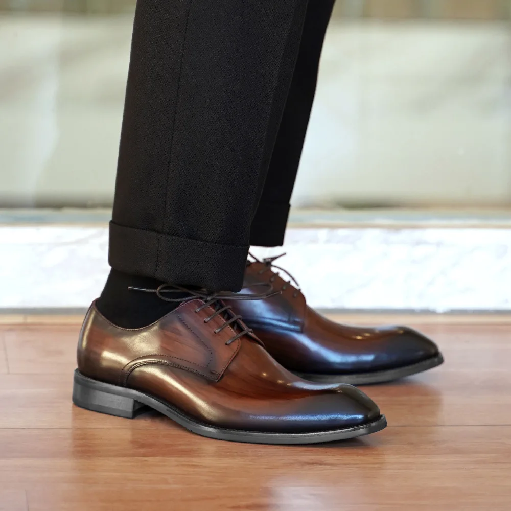 Mens Casual Lace-up Brogue Plaid PU Upper Shoes Men Formal Footwear Wedding Party Dress Oxford Business Office Shoes