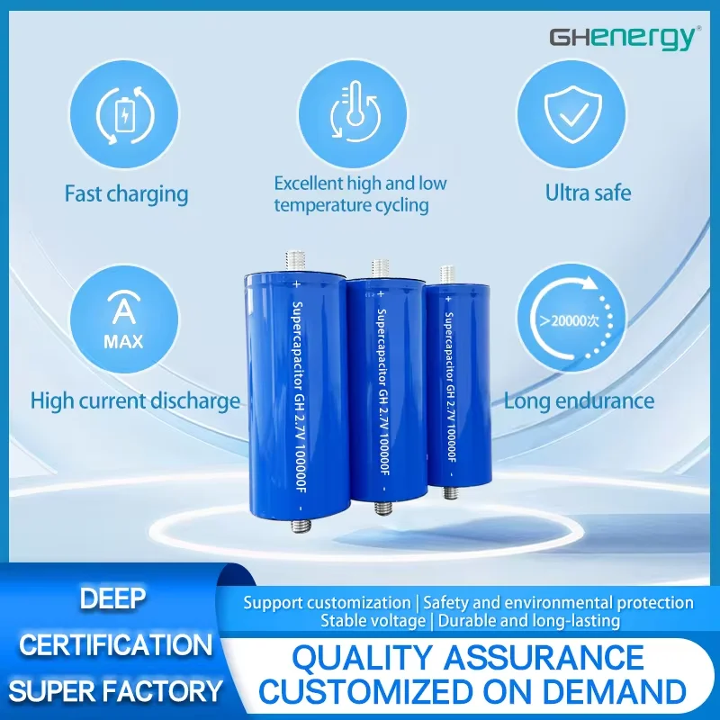 2.7V 100000F 25Ah 60Wh Super Capacitor Battery Cell
