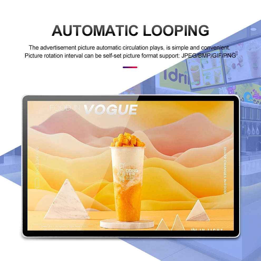 55 inch Wall Mounting Embedded LCD Touch Screen Digital Signage with Server Software for Shopping Mall Advertising