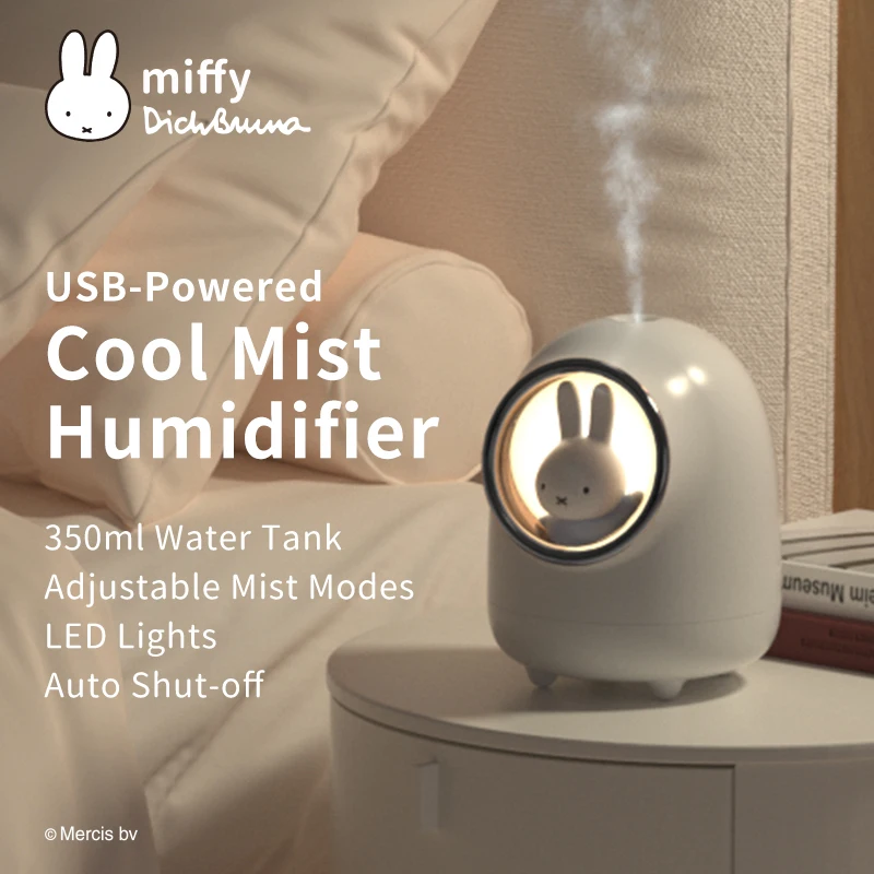 Miffy X MIPO Humidifier Mini Household Small Moisturizing Aromatherapy Car Creativity Air USB Humidifier LED Night Lamp For Gift