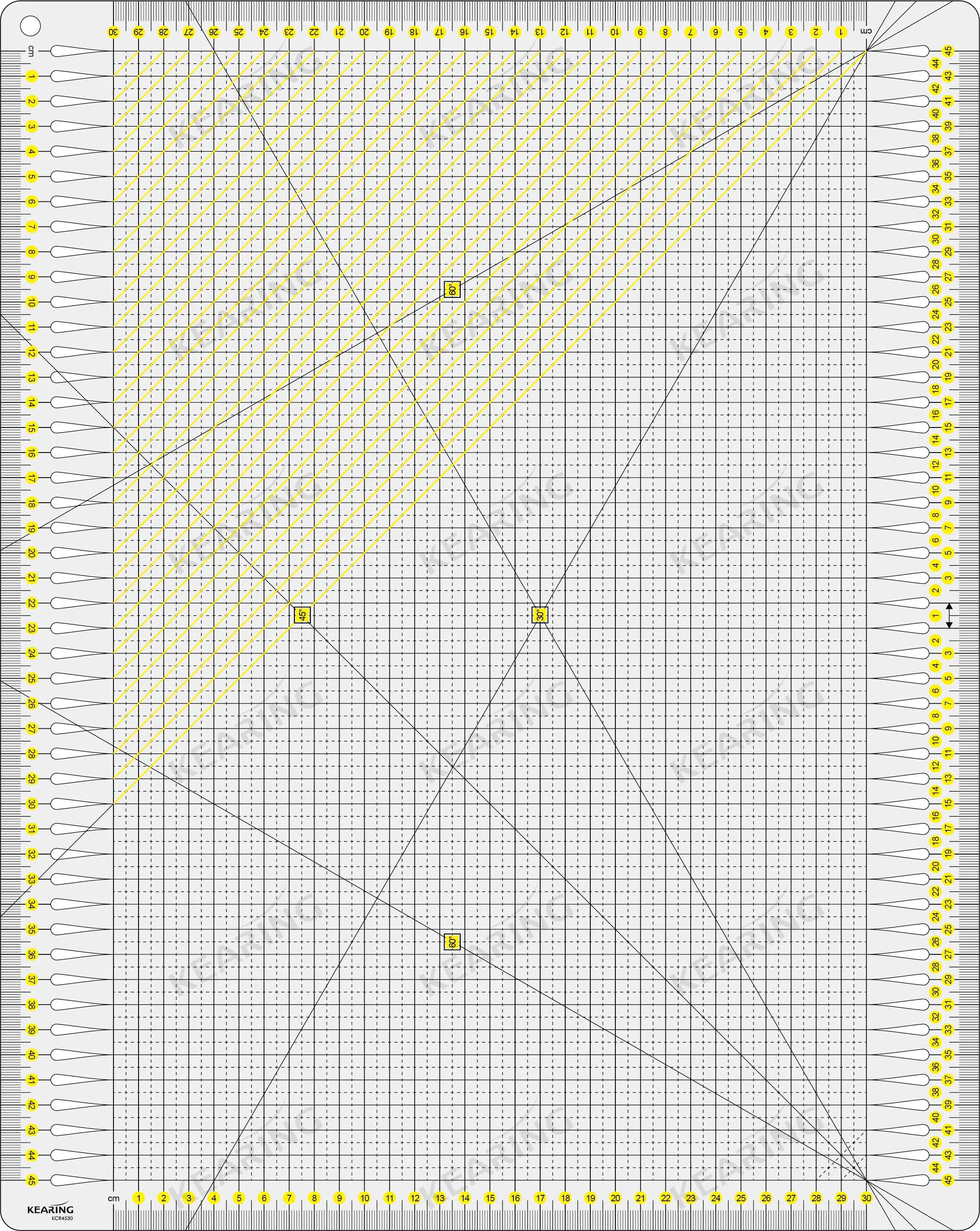 Kearing Slotted Cutting Ruler 45 X 30 cm Patchwork Quilting 4mm Thickness clear Acrylic Plastic Material KCR4530