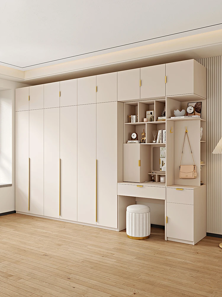 Modern Wood Veneer Clothing Cabinets or Large Wardrobe Clothes Storage Knock-down Bedroom Locker