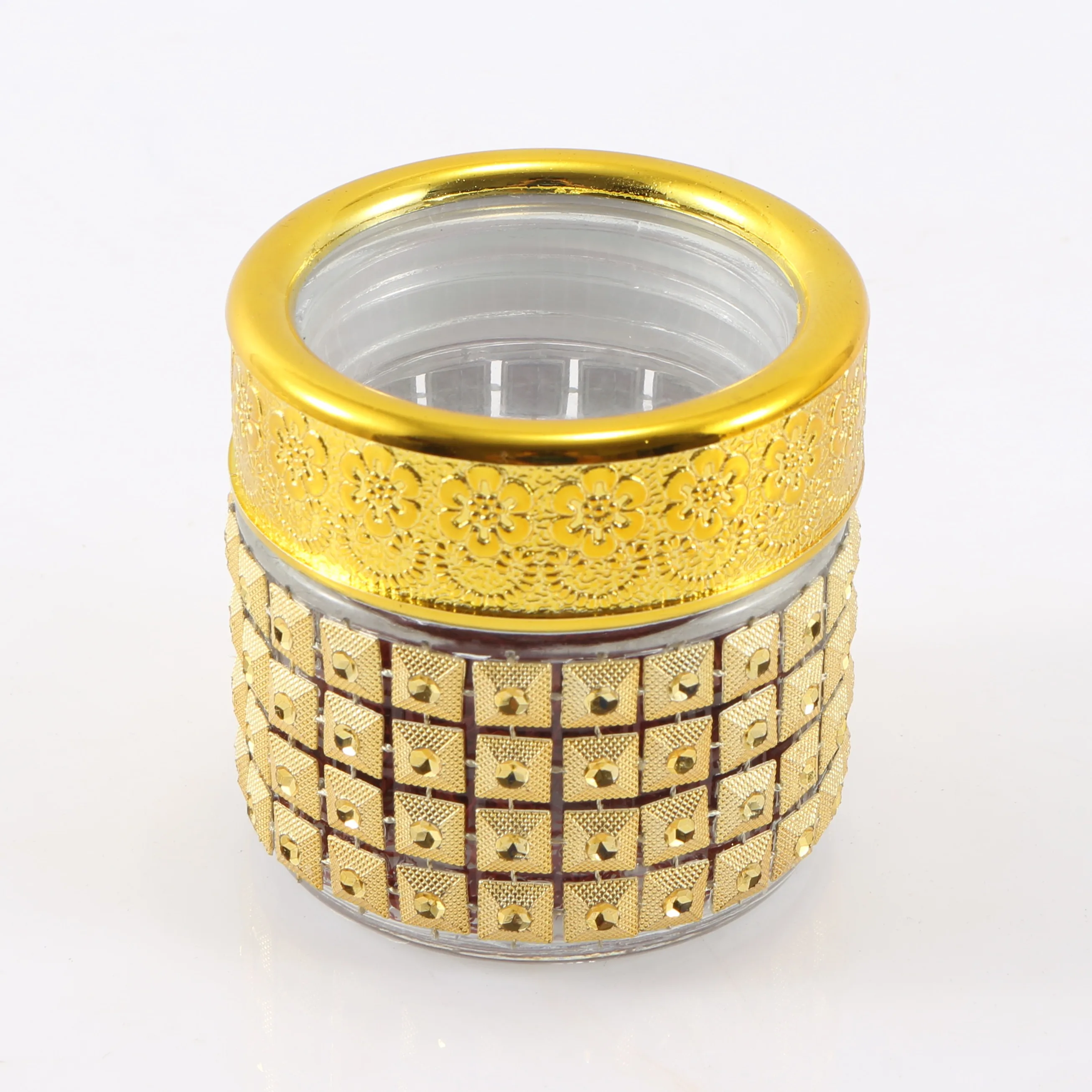 Hotsale glass packaging saffron iran bottle with golden lid for saffron