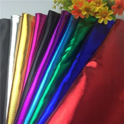 Wholesale Brocade Shinny Two Way Stretch 100 Polyester Knit Crystal Colorful Silk Lurex Metallic Foil Coated Fabric