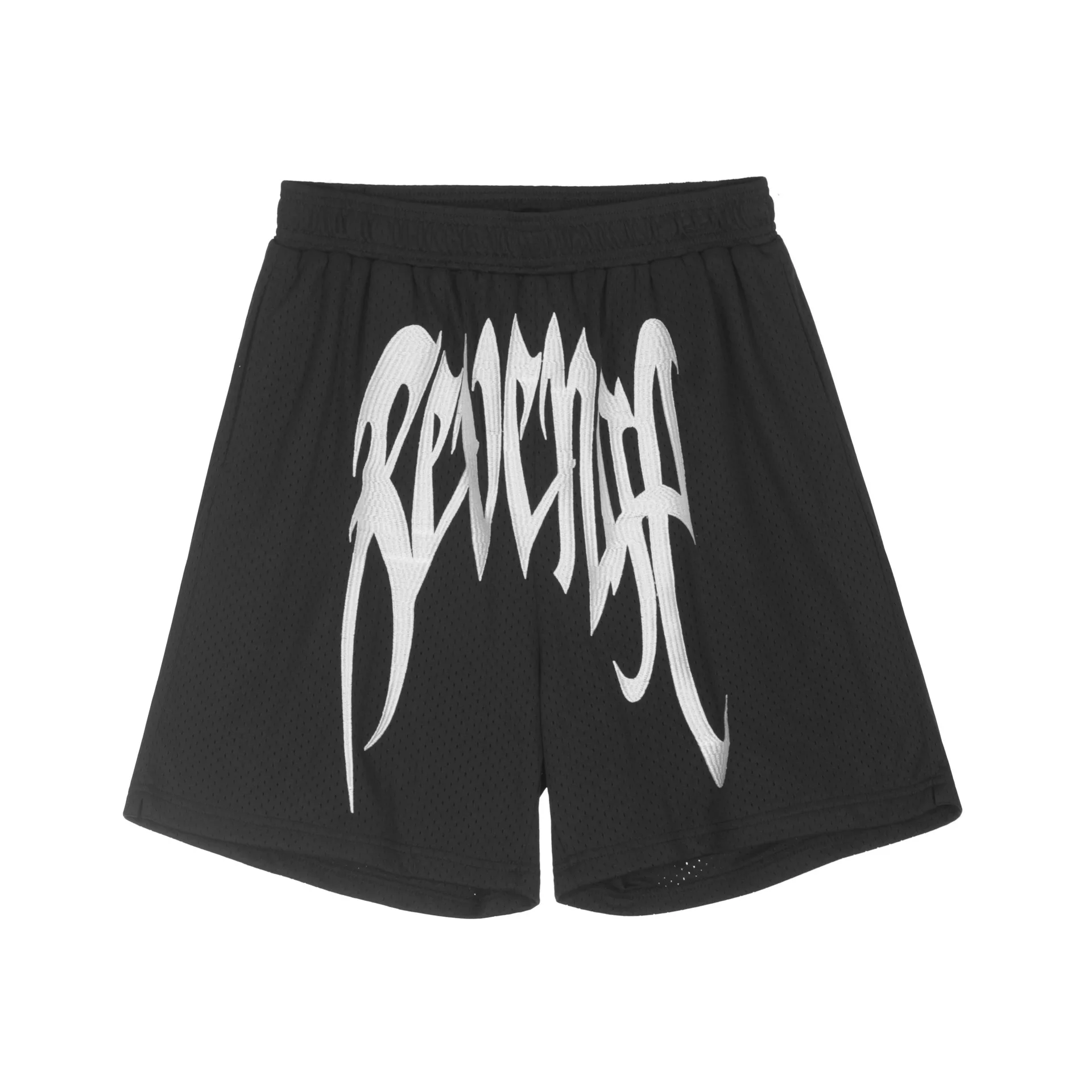 Custom Vintage Fitness Running 100% Cotton Men Sweat 3d Screen Foam Puff Print Gym Mesh Shorts With Drawstring