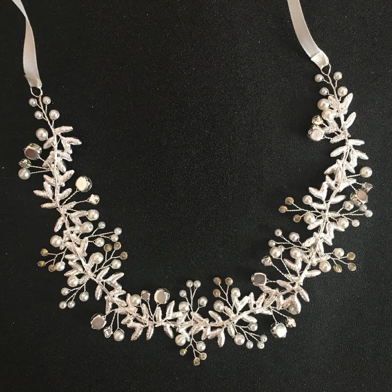 
SLBRIDAL Handmade Wired Crystal Rhinestones Pearls Wedding Hair accessories Hairband Bridal Headband Bridesmaids Women Jewelry 