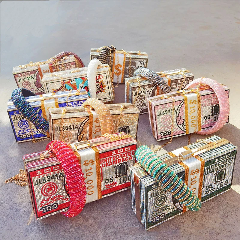 New arrival bling glitter full beaded diamond rhinestone purse handbags ladies us dollar evening clutch bags for women