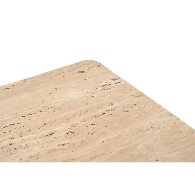 Square Travertine Game Table on Double Tapered Base Travertine marble & Mango wood Coffee Table Living Room Natural Stone