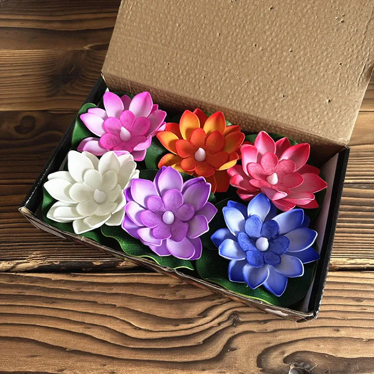 High Quality Small  Led Lotus Wish Lanterns  Floating Water Sensor Lotus Lanterns