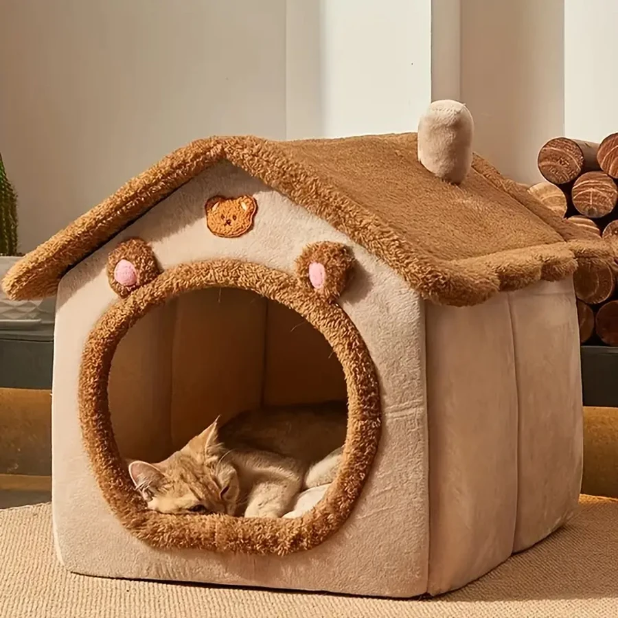 pet Bed House For Cats Removable And Washable Cat House Winter Warm Cat Bed Soft And Comfortable Puppy Cave Nest