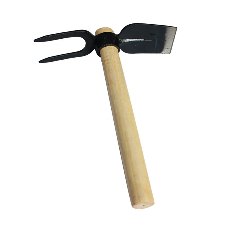 Fork and Shovel Shaped Steel Mixing Hoe Pick Head Pickaxe Agricultural Garden Farming Digging Tools with Wooden Handle