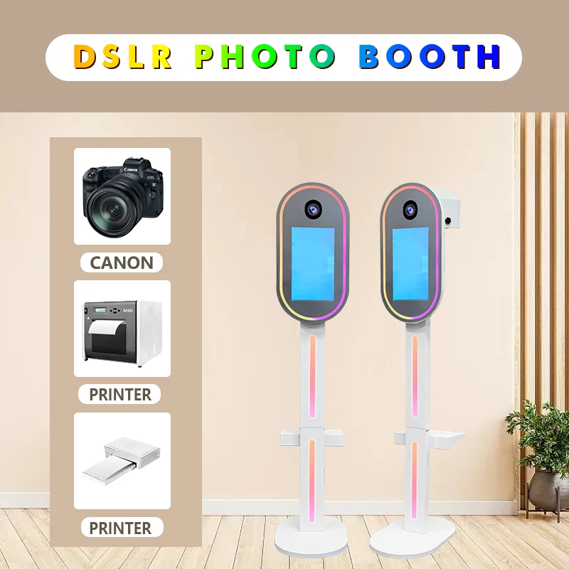 High quality oval 15.6 inch touch screen dslr photo booth mirror photobooth oval design