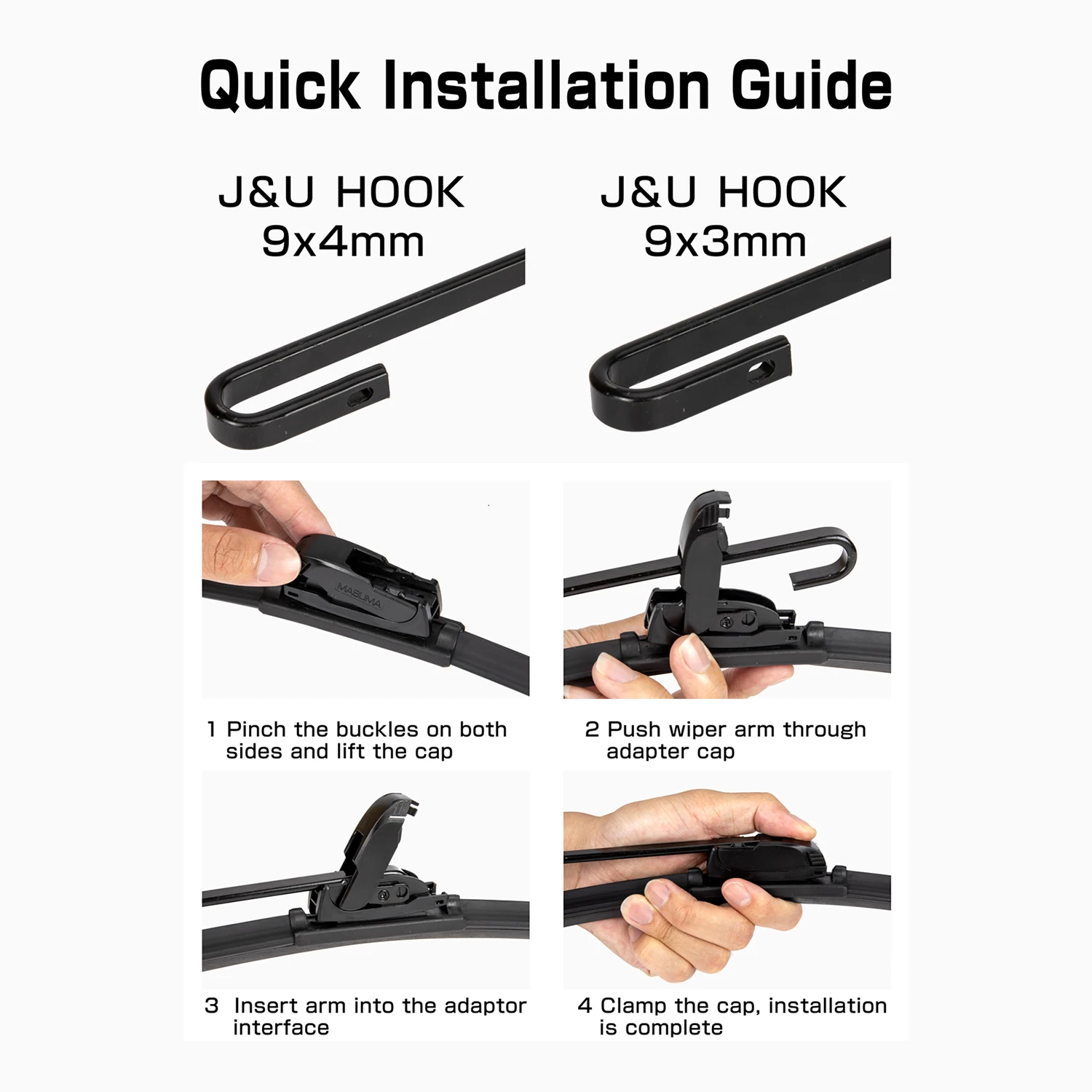 MU-021Si MASUMA High Quality Frameless silicone wiper blade 21 Inch J-HOOK for Mazda