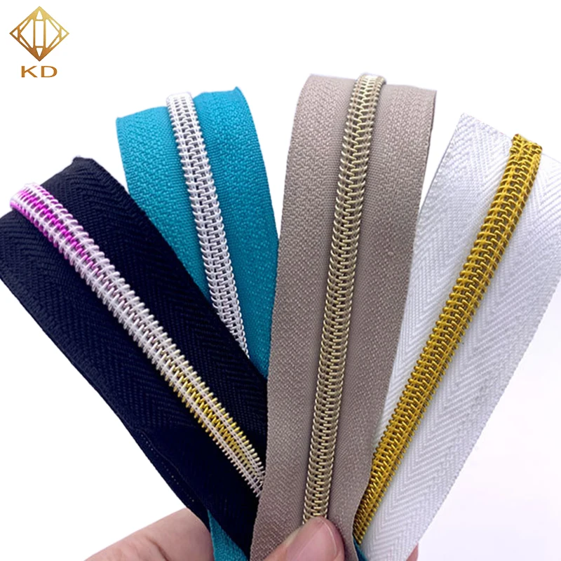 Hot Sale 3 Derlin Close End Fancy Metallic Eco Friendly Red Gold Teeth Sale Zipper Tape 5