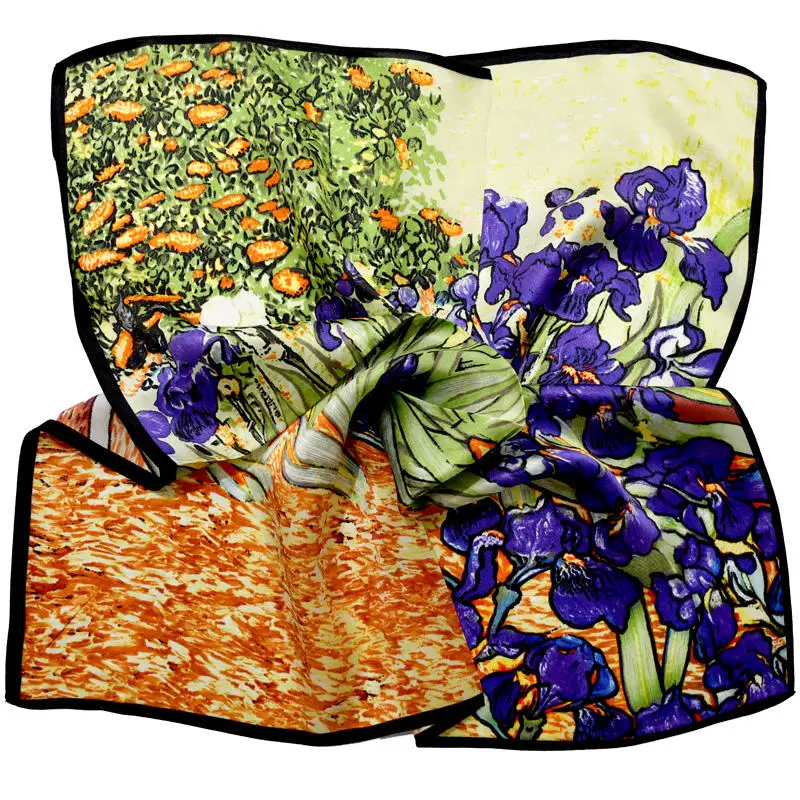 Digital Printed Silk Scarf 100% Silk Squares Scarf Women Silk Scarf