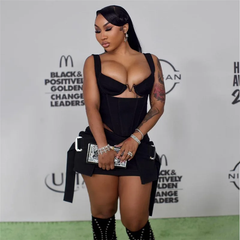 Good Quality Fashion Simple Sleeveless Sexy Top Skirt Two Piece Set For Women