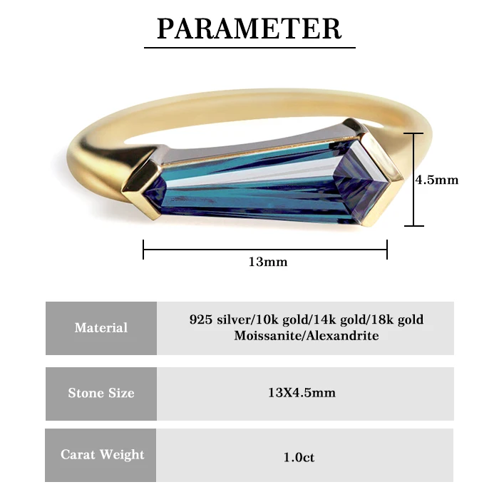Luster jewellery custom 10/14k moissanite silver 925 alexandrite women rings 18k gold