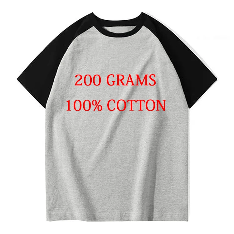200 Grams Heavy 100% Cotton Anti-wrinkle Breathable Oversized Contrast Raglan Sleeves Vintage T Shirt For Men