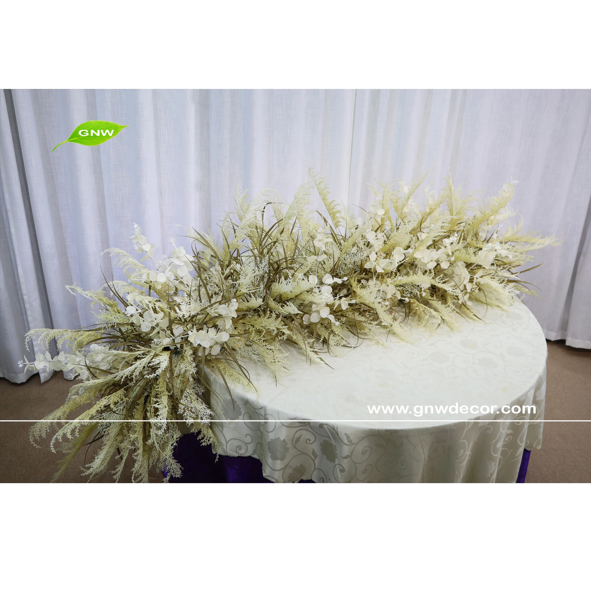 GNW NEW design  Table decoration artificial runner Centerpieces beige Pampas for party / wedding