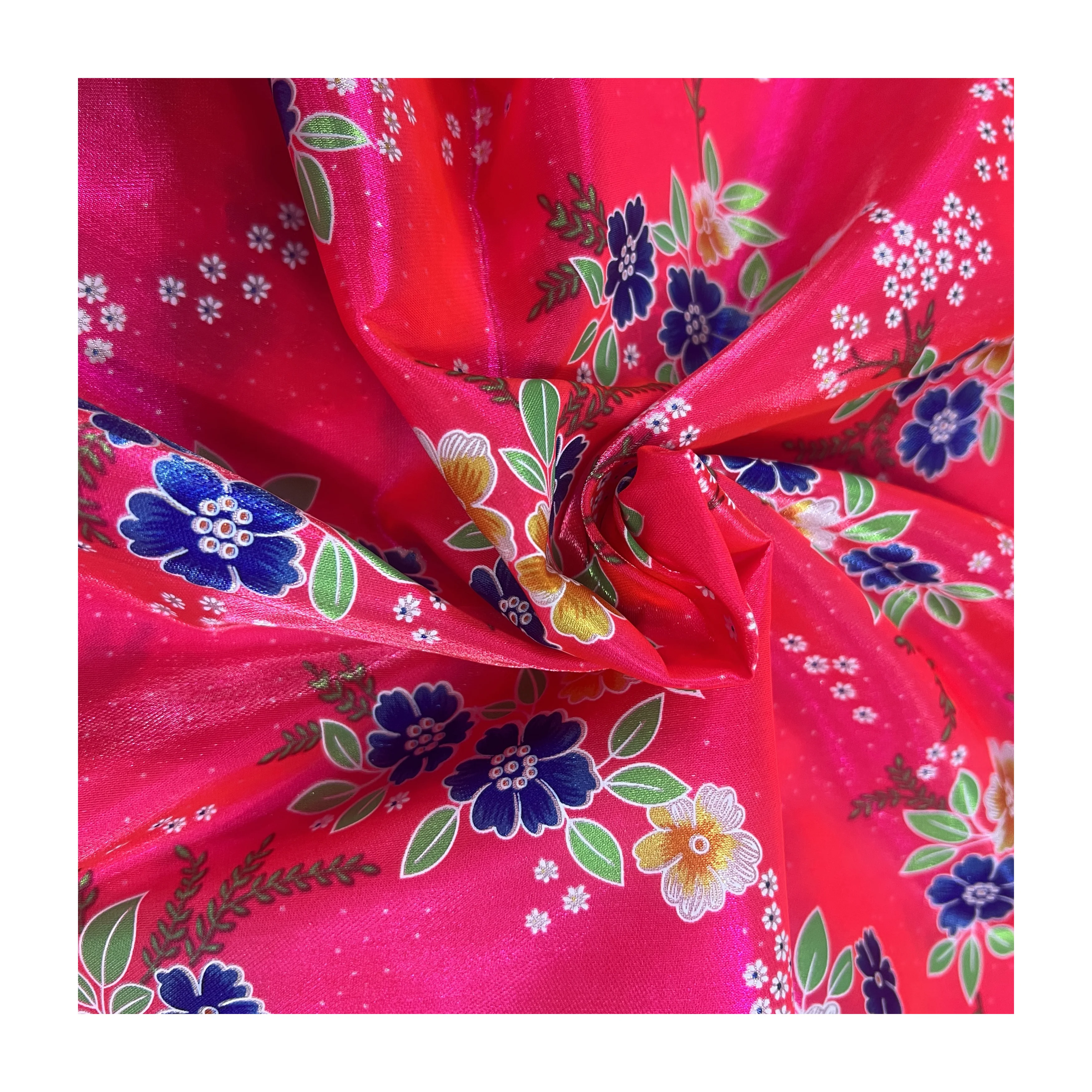 Wholesale ripstop floral printed japanese 100%nylon silk satin woven shinny floral nylon fabric for bags