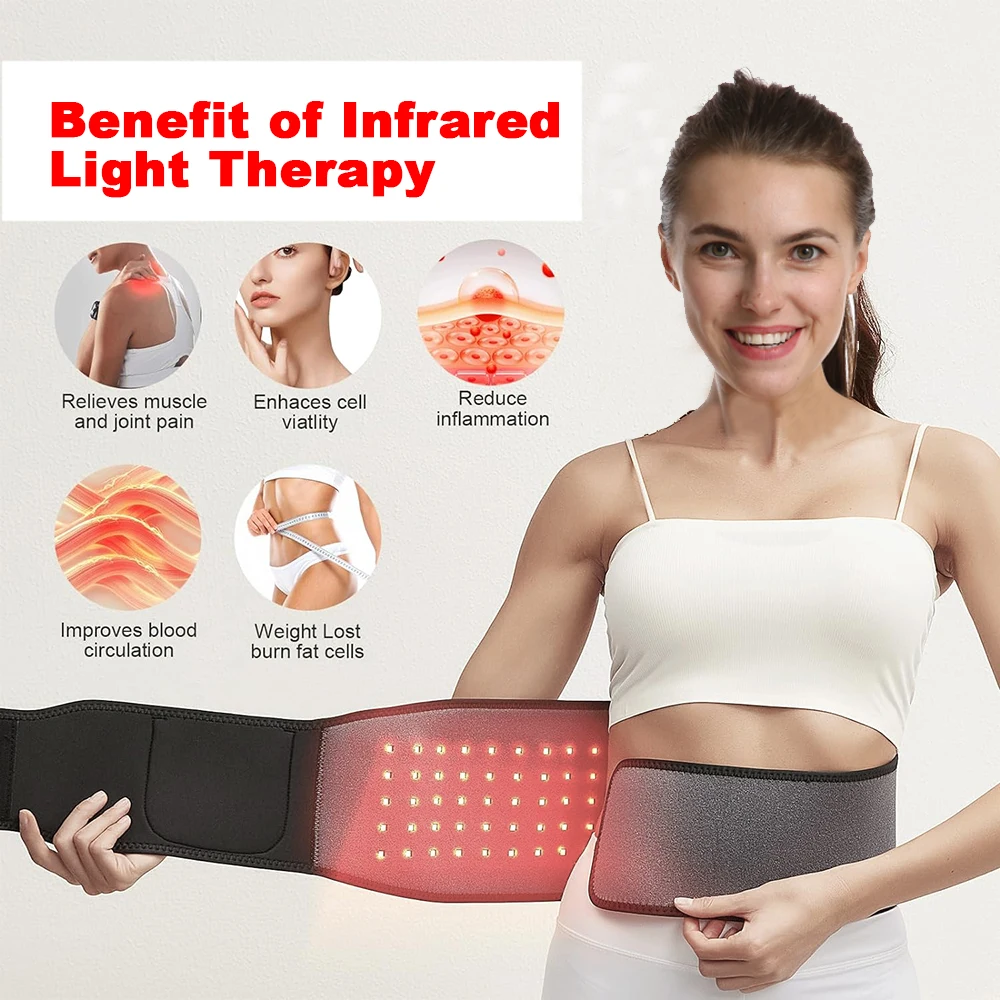Home Use 660nm 850nm Led Belt Flexible Red Light Therapy Belt Beauty Equipment for Adult Pain Relief Health Care Waist Wrap