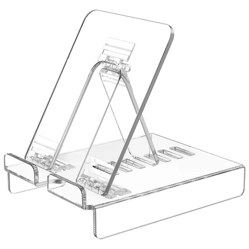 Newest Transparent Acrylic Portable Phone Stand Foldable Height Angle Adjustable Tablet Headphone Stand