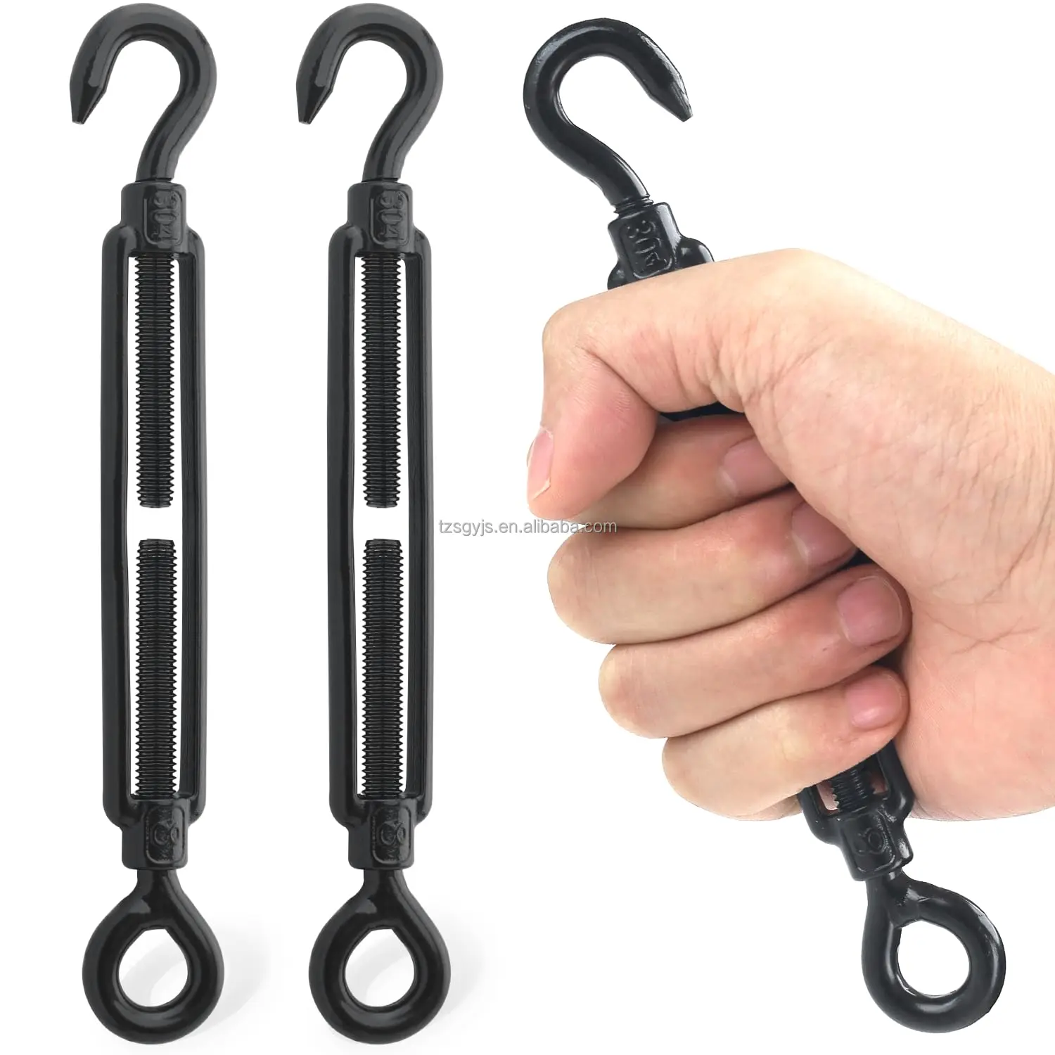 Stainless Steel Turnbuckle M4/M5/M6/M8 Black Hook and Eye Turnbuckle Heavy Duty Turnbuckle for Cable Wire Rope Tension