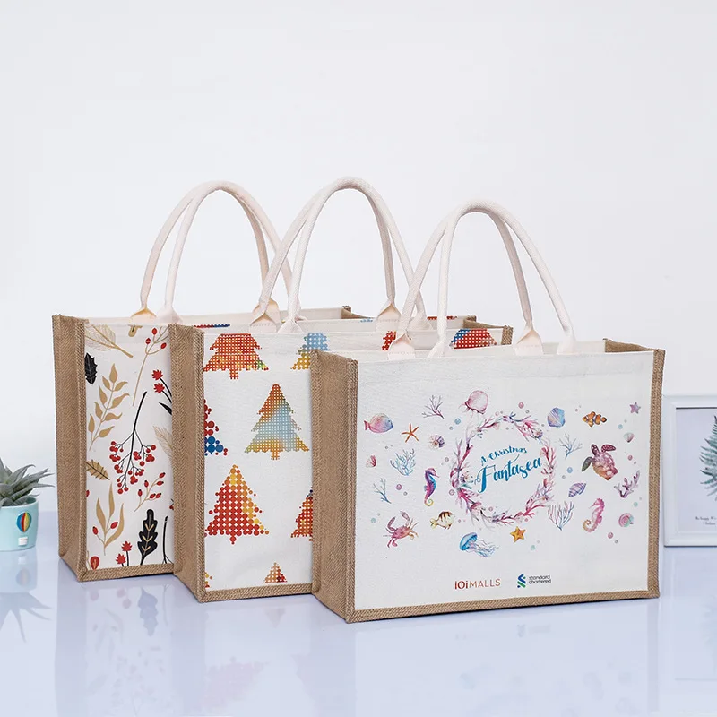 2023 ECO Manufacturer Wholesale Custom Natural Recycled Shopping Jute Tote Bag