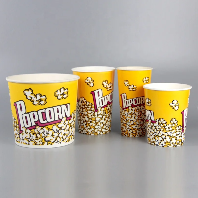 Wholesale High Quality Food Grade Paper Disposable Custom Logo Printed Paper Popcorn Bucket For Popcorn Packing