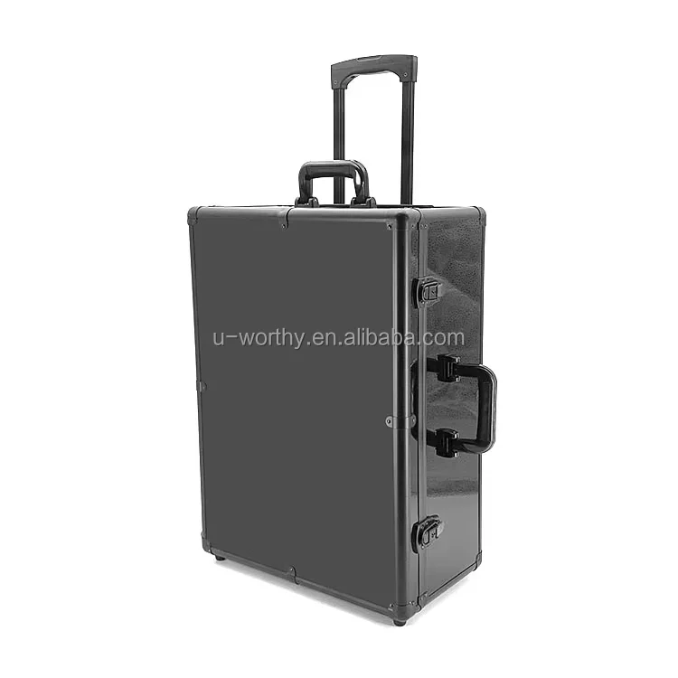 Custom Size Aluminium Construction Pilot Trolley Case Aluminium Rolling Carry Case Suitcase with Telescopic Handle and Wheels