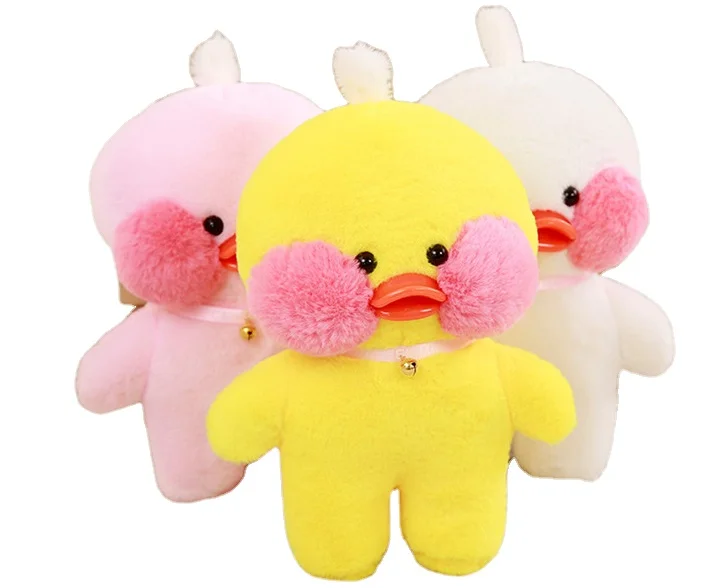 30cm/50cm/80cm Cartoon LaLafanfan Cafe Yellow Duck Plush Toy Stuffed Soft Kawaii Duck Doll XMAS Gift for Children