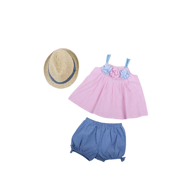 
Baby 100% Cotton Baby Girl Birthday Dress Sleeveless Infant Set Girl Summer Dress Baby Suit 