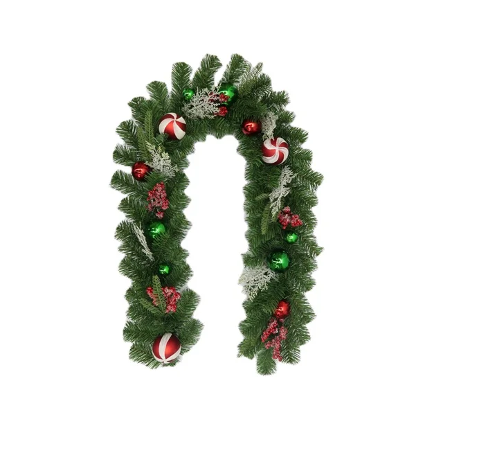 Wholesales Cheap Factory Price PVC Indoor Decoration Realistic Artificial Christmas Garland with ball For home decoration