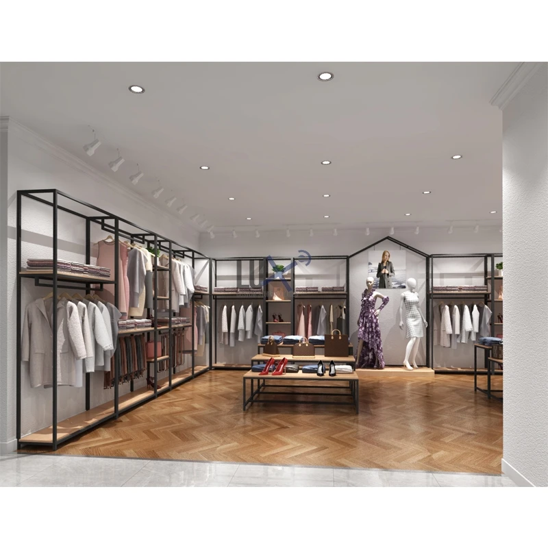 LUX Design Bespoke 3D Clothing Shop Design Retail Clothes Store Display Wholesale Clothing Display Racks