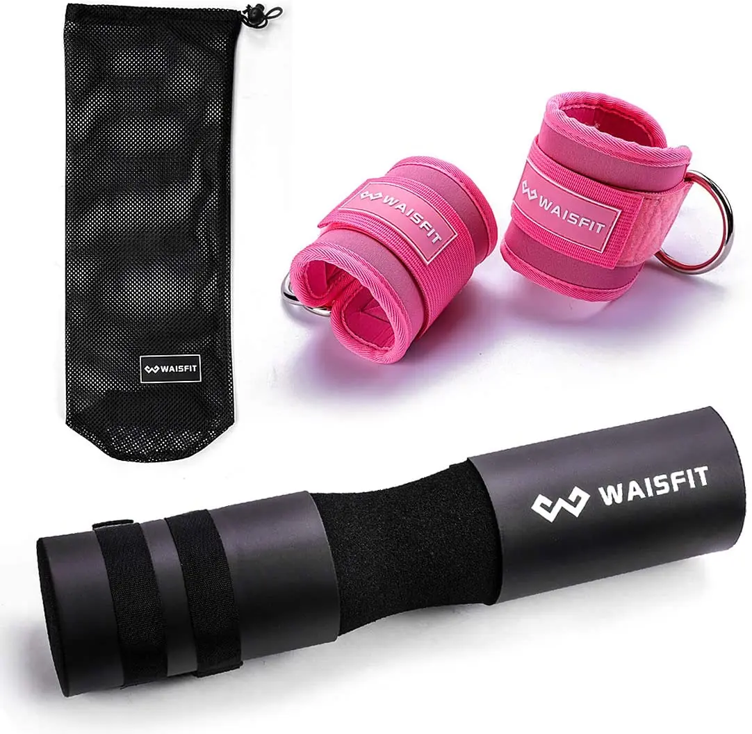 LS1101-S Athletics Squat Barbell Pad for Woman Pair of Ankle Straps for Cable Machines,Hip Thruster Foam Squat Neck Pad