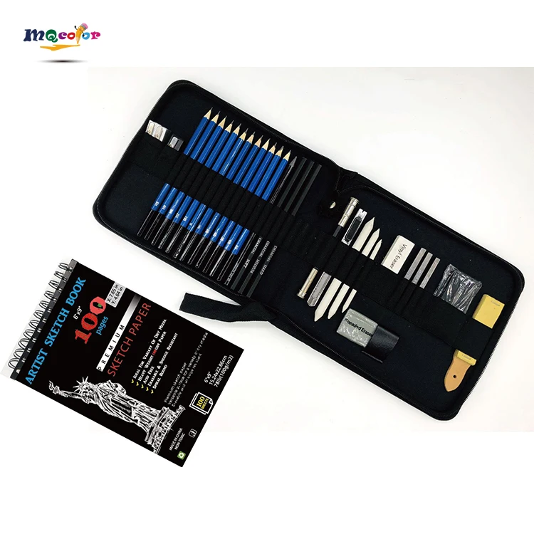 33Pcs Sketch Pencils & Drawing Kit Graphite Pencils Charcoal Sticks Eraser