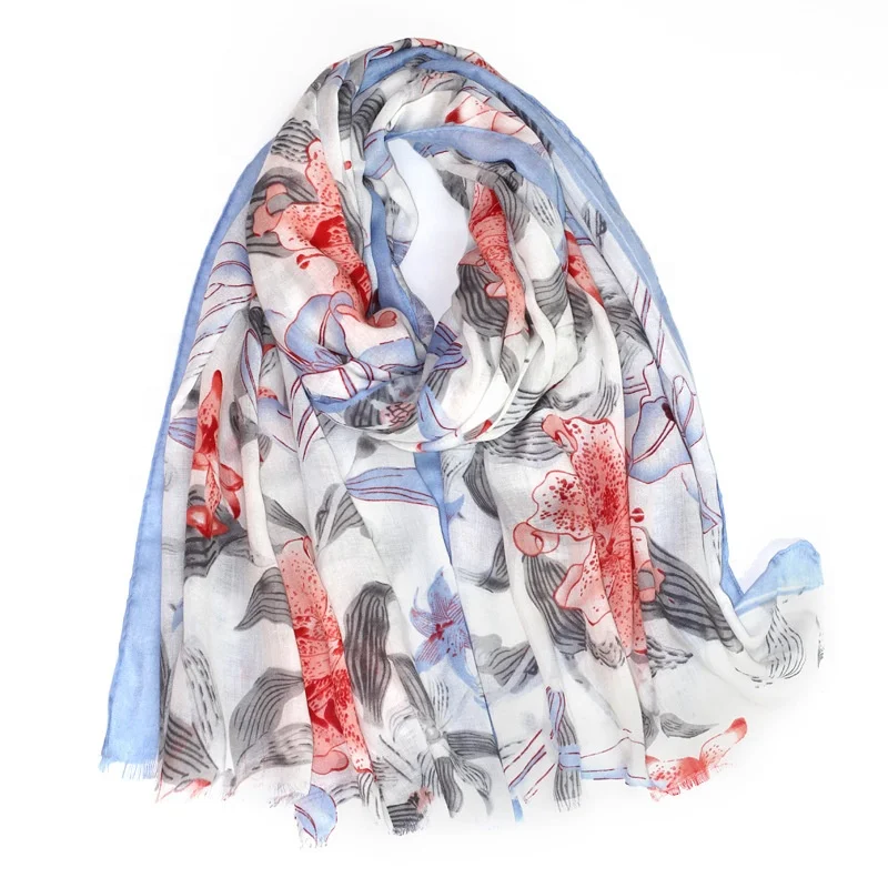 Лидер продаж, женская модная Роскошная шаль из 100% полиэстера с цветочным принтом, хиджаб